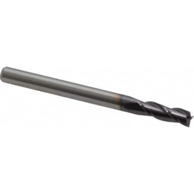 M.A. Ford 1/8, 3/8 LOC, 1/8 Shank Diam, 1-1/2 OAL, 3 Flute, Solid Carbide Square End Mill Single End, TiAlN Finish, S...